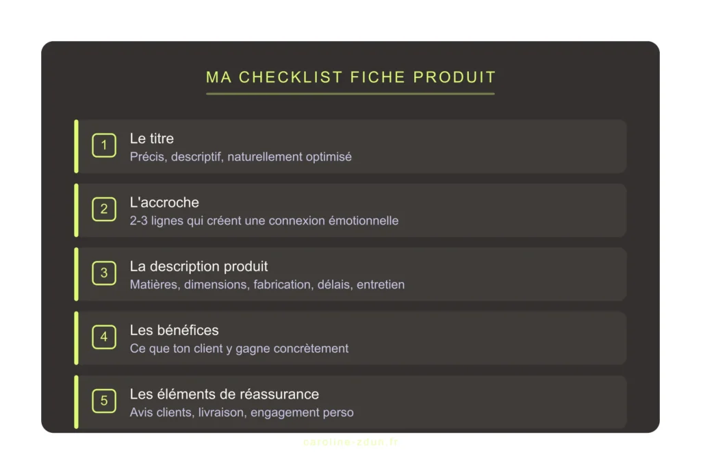 check list d'une fiche produit qui fonctionne