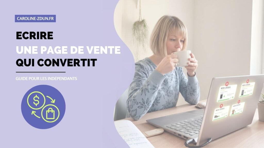 indépendant qui écrit une page de vente