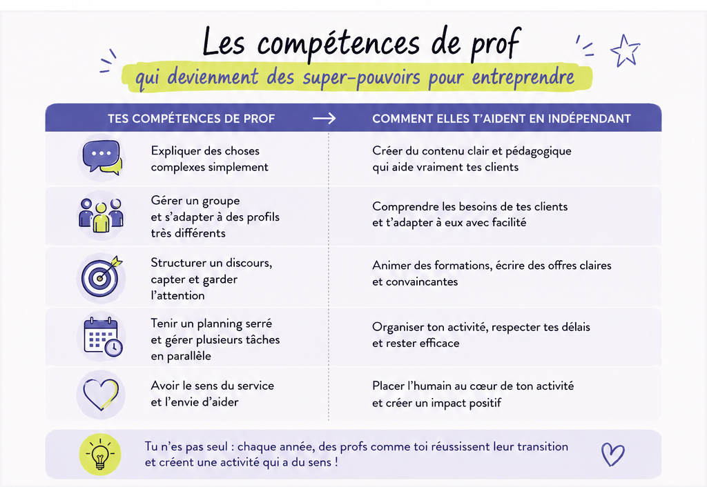 les compétences des profs ayant quitté l'éducation nationale